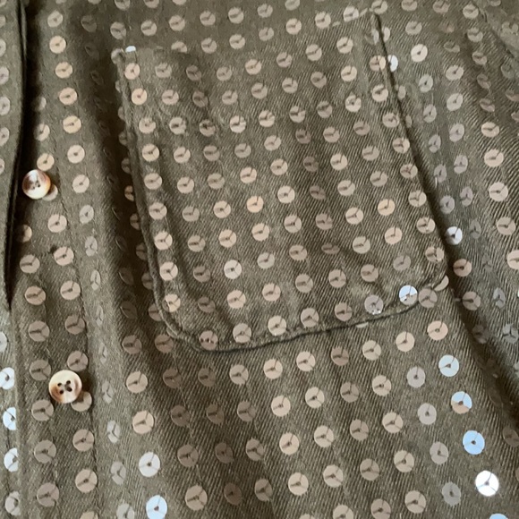 Maeve Olive Colored Sequined Top - Picture 2 of 4